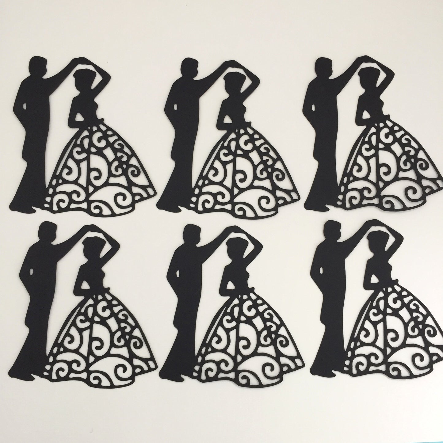 6 Black BRIDE & GROOM SILHOUETTE Die Cuts (D) - Wedding Card making Toppers