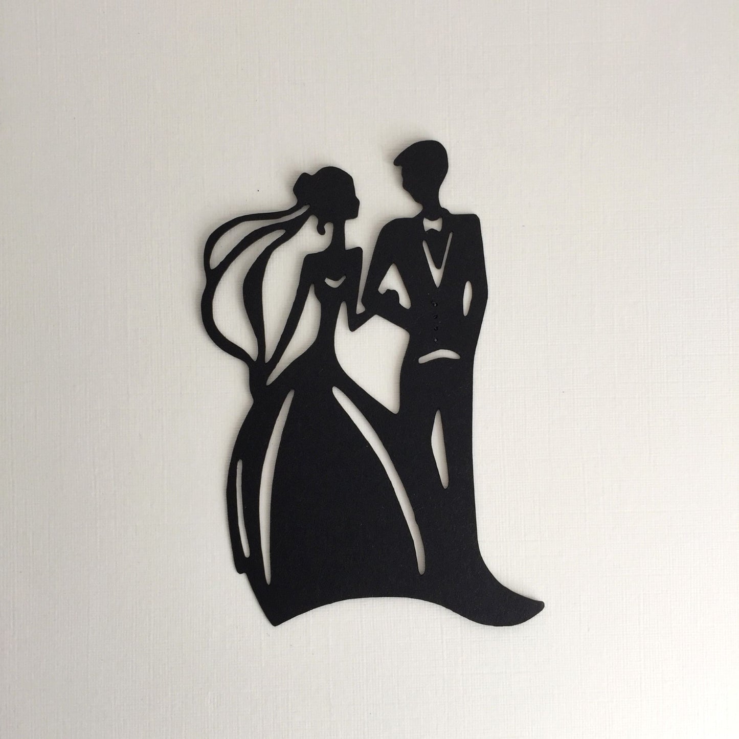 6 Black BRIDE & GROOM SILHOUETTE Die Cuts - Wedding Card Making Toppers (A)