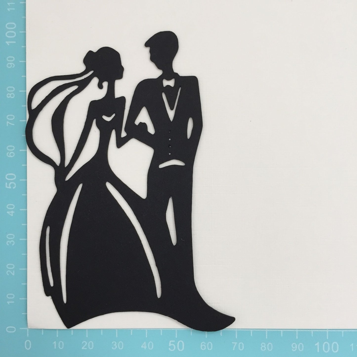 6 Black BRIDE & GROOM SILHOUETTE Die Cuts - Wedding Card Making Toppers (A)