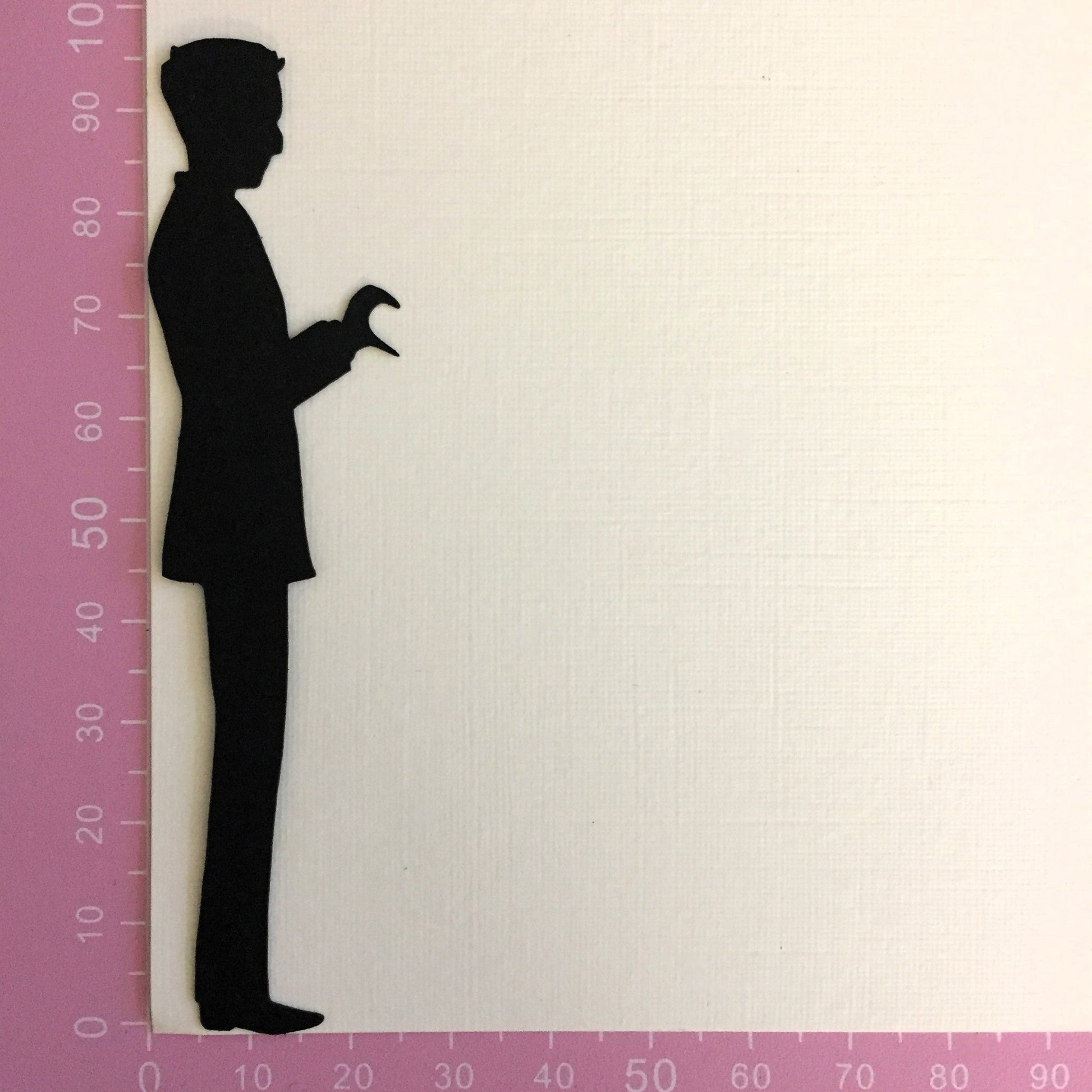 Black groom die cut showing measurements