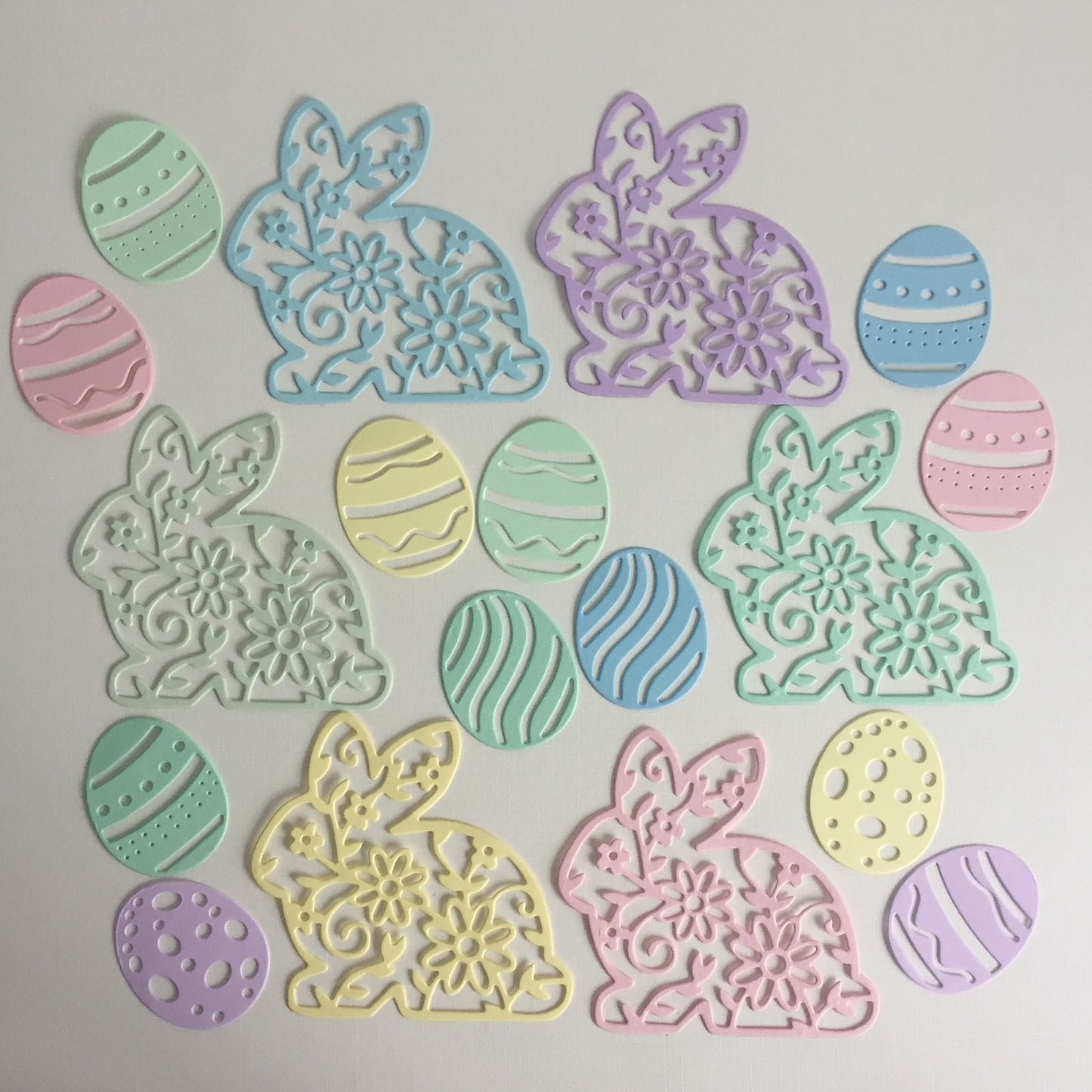 18pc Pastel EASTER BUNNY & EGG Card Making Die Cuts