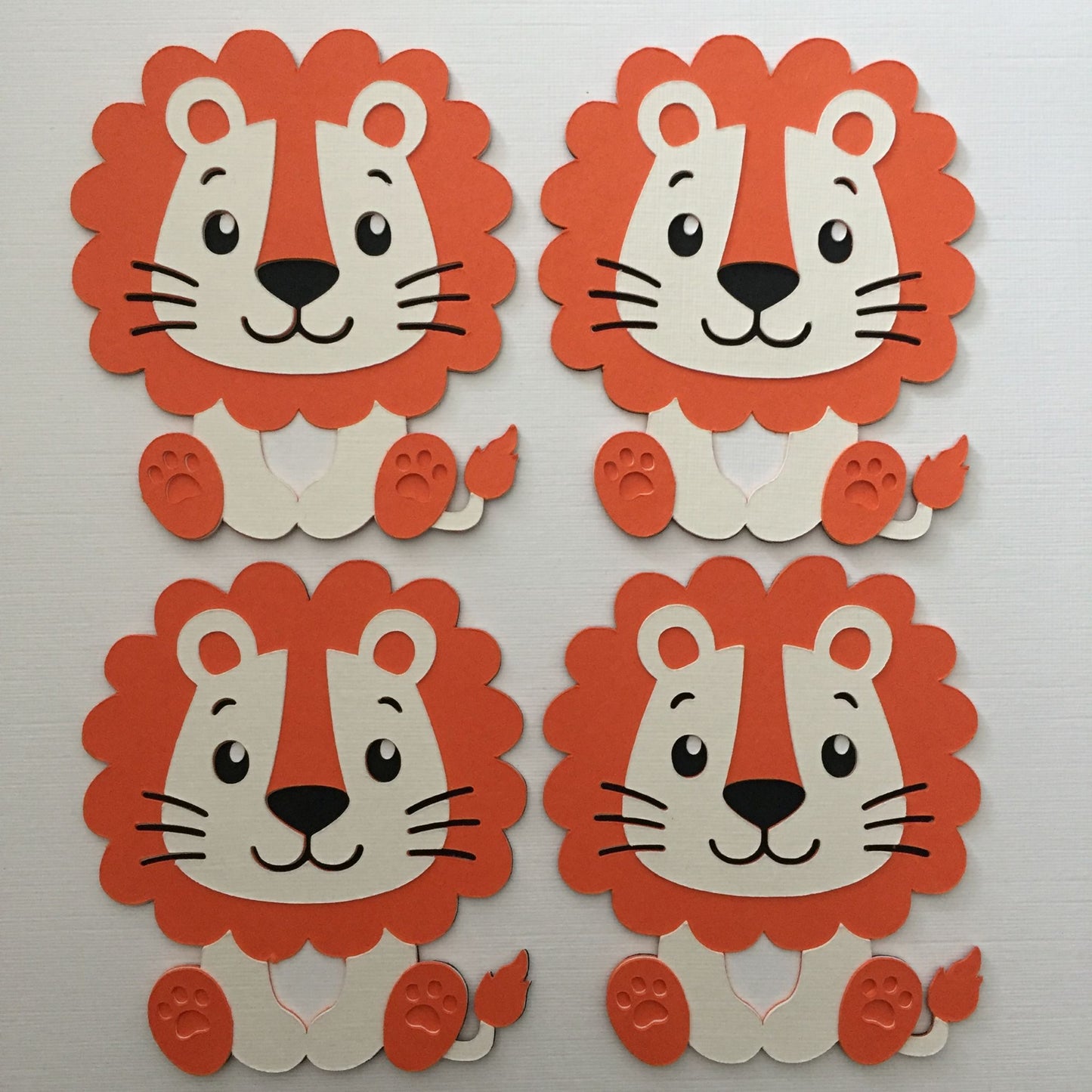 4 Handmade LION Die Cut Card Making Toppers