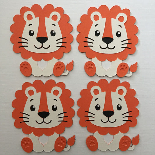 4 Handmade LION Die Cut Card Making Toppers