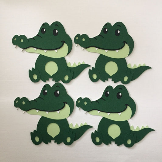 4 Handmade CROCODILE Die Cut Card Making Toppers