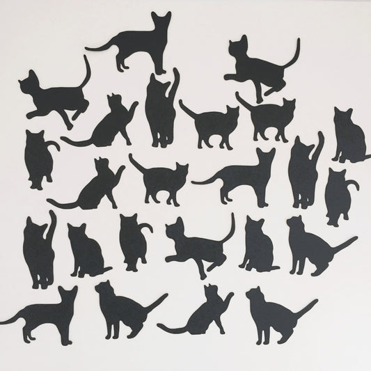 24 Black CAT SILHOUETTE Die Cuts For Card Making And Scrapbooking