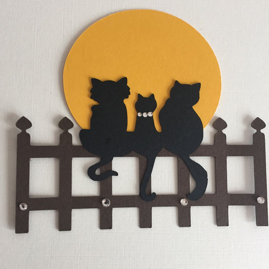 4 CATS ON FENCE Die Cut Card Making Toppers