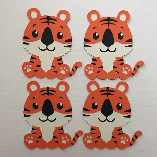 4 Handmade TIGER Die Cut Card Making Toppers