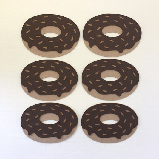 6 CHOCOLATE DONUT Die Cut Card Making Toppers