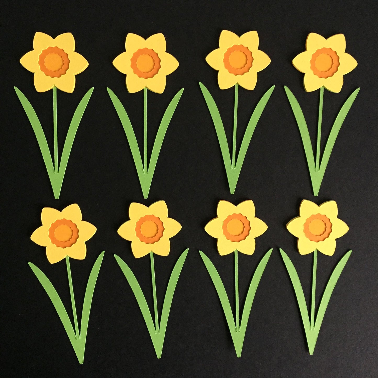 8 Bright DAFFODIL FLOWER STEMS Easter Card Making Die Cut Toppers