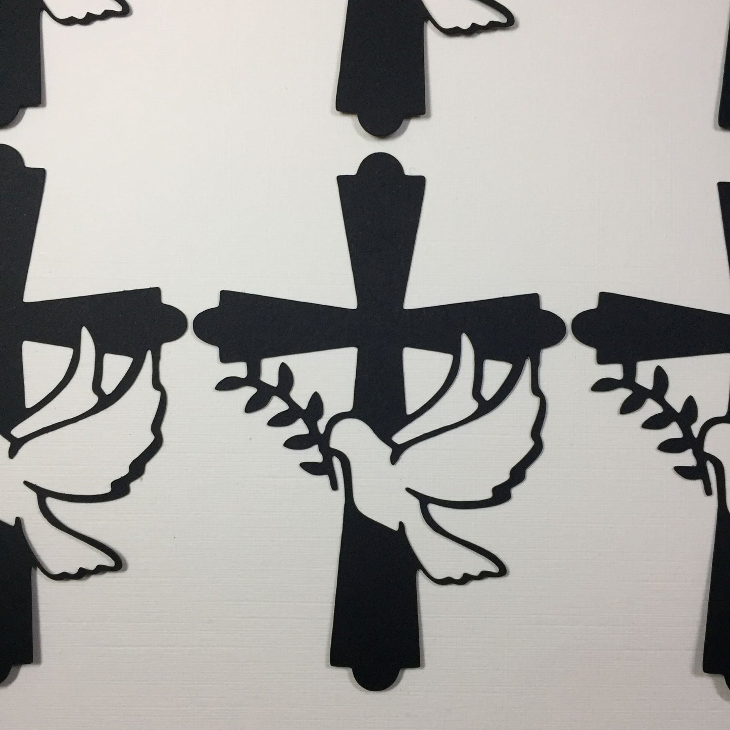 6 Black CROSS WITH DOVE Sympathy Card Making Die Cut Toppers