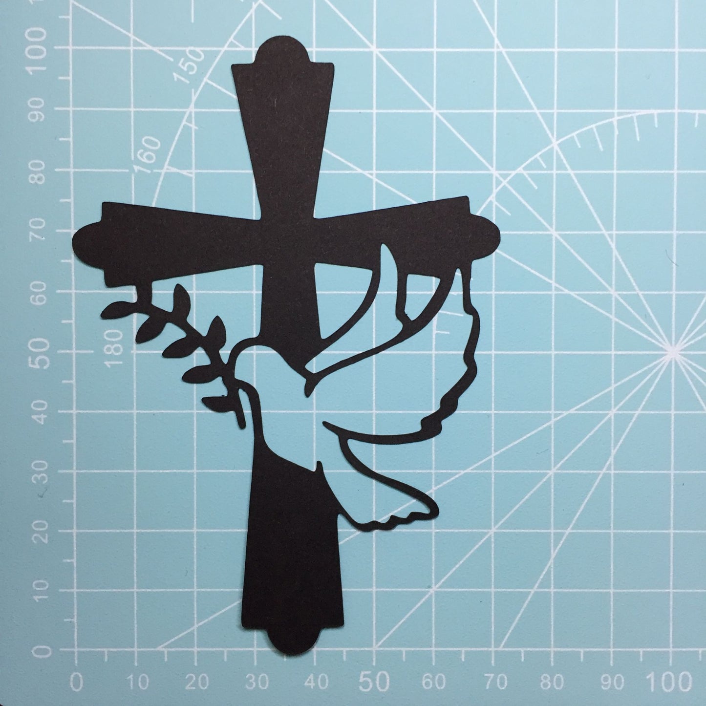 6 Black CROSS WITH DOVE Sympathy Card Making Die Cut Toppers