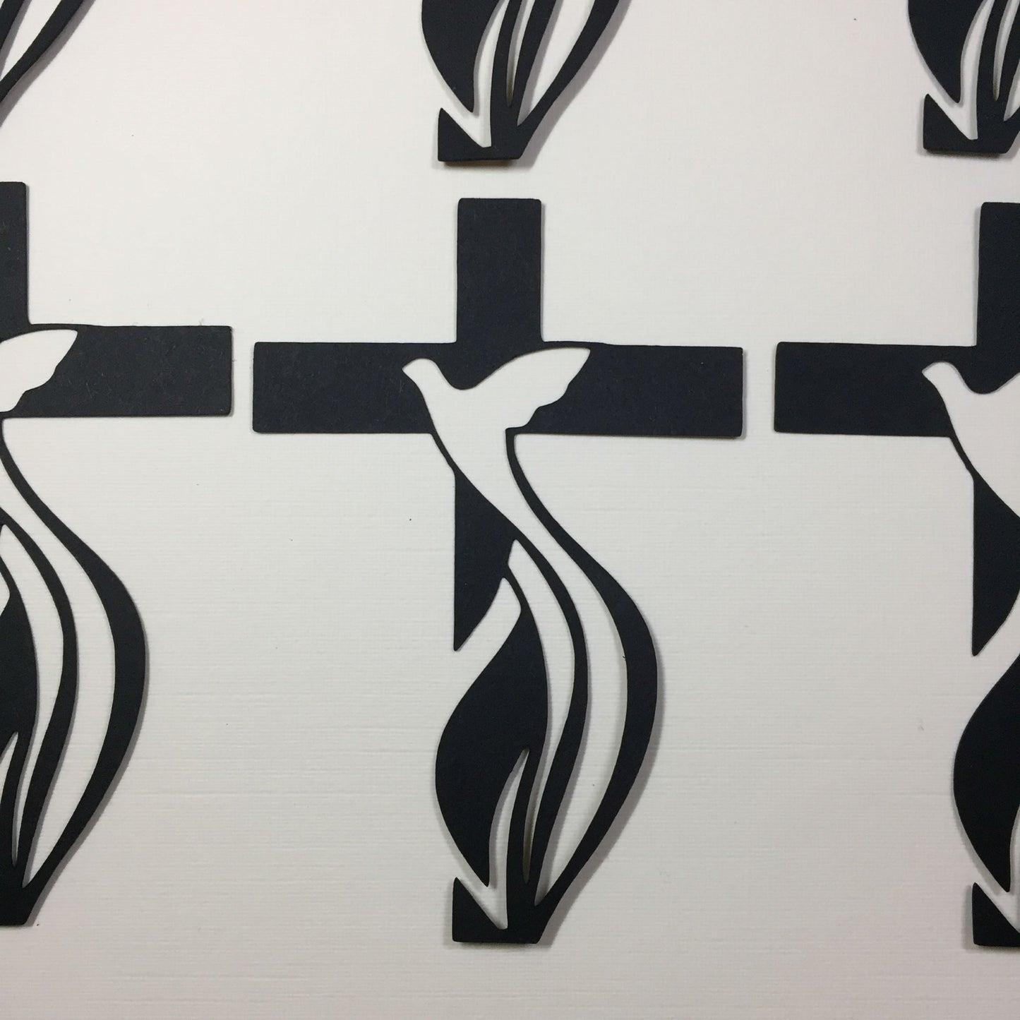 6 Black DOVE ON CROSS Sympathy Card Making Die Cuts