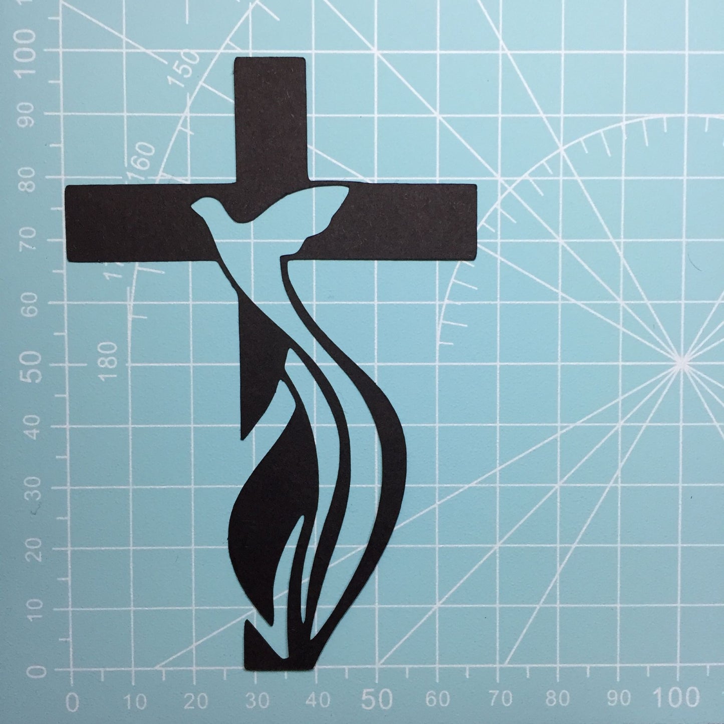 6 Black DOVE ON CROSS Sympathy Card Making Die Cuts