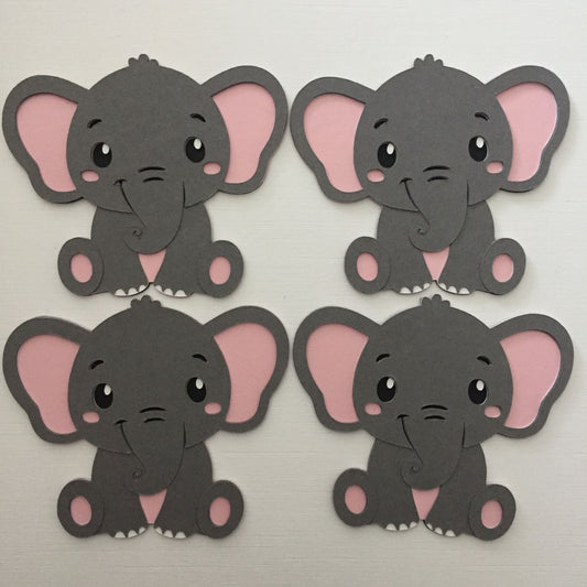 4 Handmade ELEPHANT Die Cut Card Making Toppers