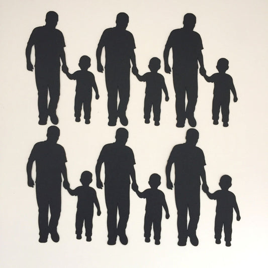 6 Black FATHER & SON Silhouette Card Making Die Cuts