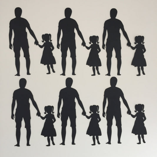 6 Black FATHER & DAUGHTER Silhouette Card Making Die Cuts