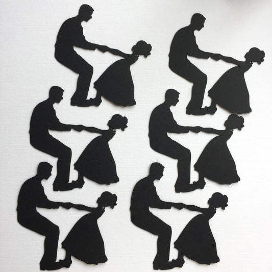 6 Black FATHER & DAUGHTER DANCING Silhouette Card Making Die Cuts