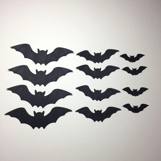 12 Black FLYING BATS - 3 SIZES Halloween Card Making Die Cuts