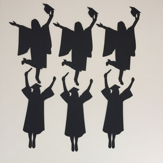 6 Black FEMALE/GIRL GRADUATE Silhouette Graduation Card Making Die Cuts