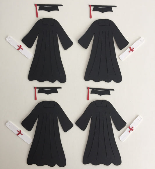 4 Graduation CAP, GOWN & SCROLL Die Cut Card Making Toppers