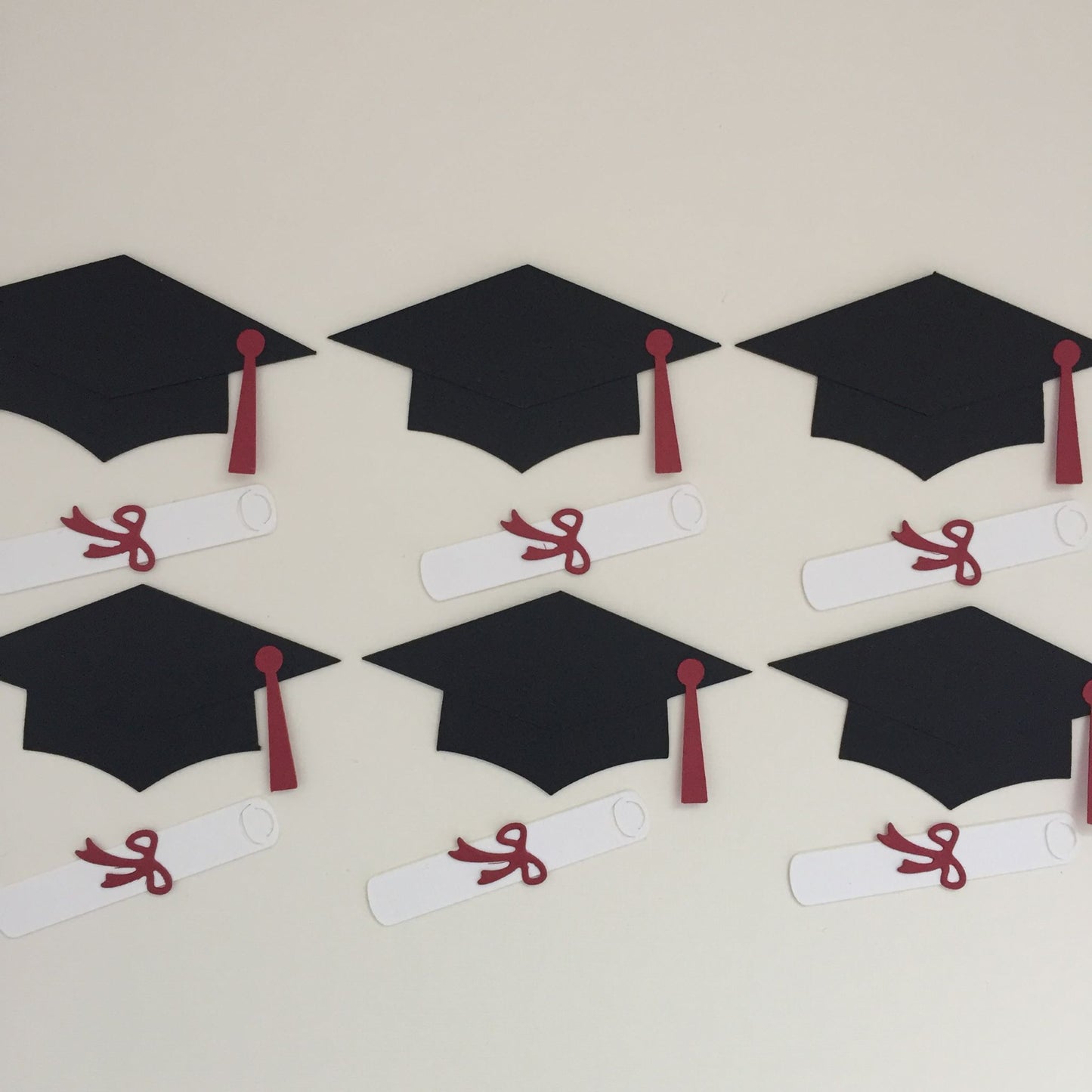 6 Graduation MORTAR BOARD & SCROLL Die Cut Card Making Toppers
