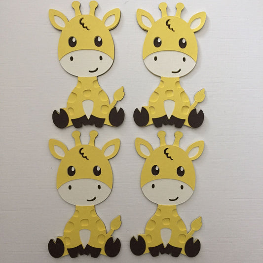4 Handmade GIRAFFE Die Cut Card Making Toppers