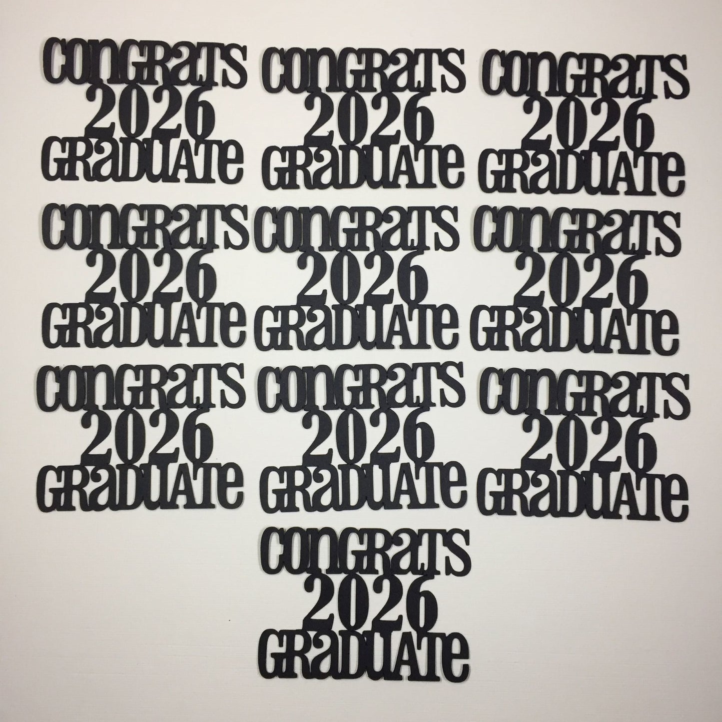 10 Black 'CONGRATS 2026 GRADUATE' Graduation Sentiment Card Making Die Cuts