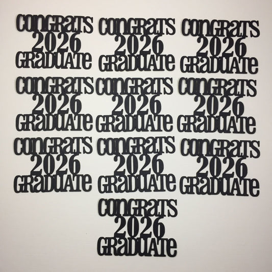 10 Black 'CONGRATS 2026 GRADUATE' Graduation Sentiment Card Making Die Cuts