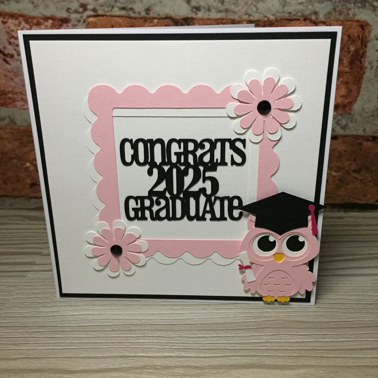 4 Pink & White FLORAL FRAMES Die Cut Card Making Toppers