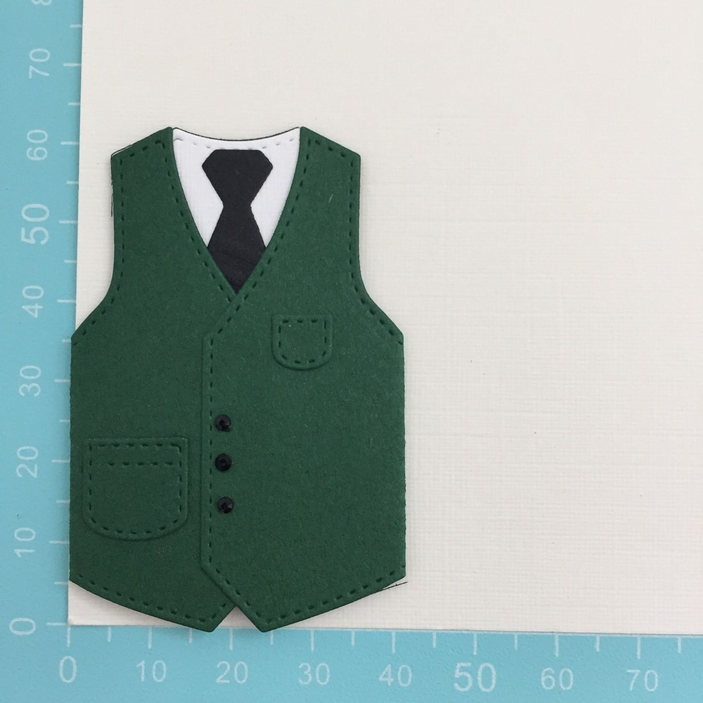 6 Green WAISTCOAT & TIE Die Cut Card Making Toppers