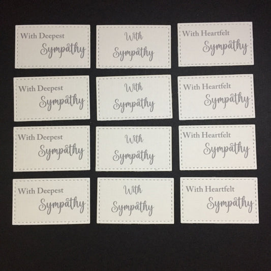12 Printed Sympathy Sentiment Die Cut Card Toppers