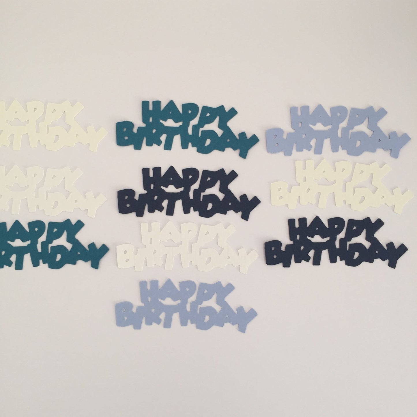 10 HAPPY BIRTHDAY Sentiment Die Cuts - Mixed Blue