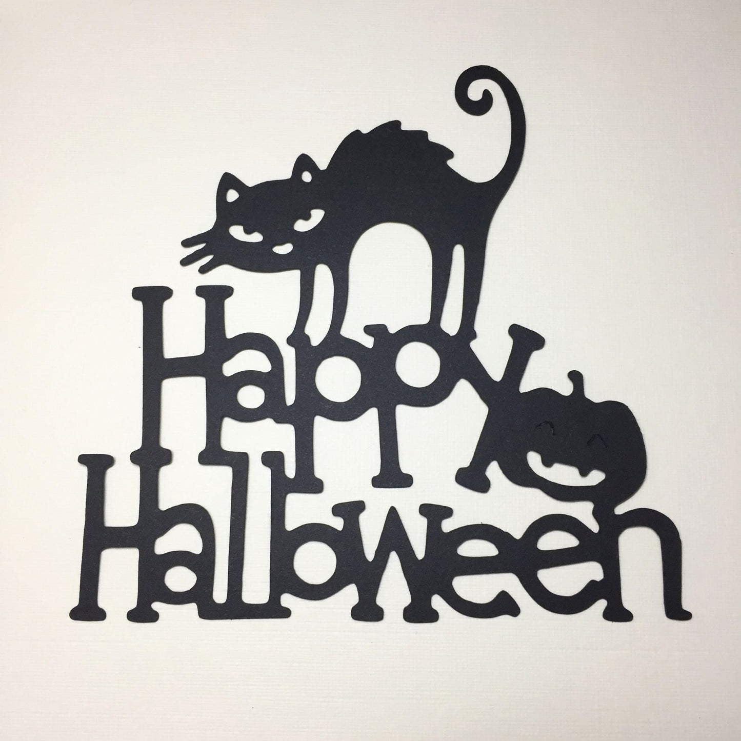6 Large Black HAPPY HALLOWEEN PUMPKIN CATS Card Making Die Cuts