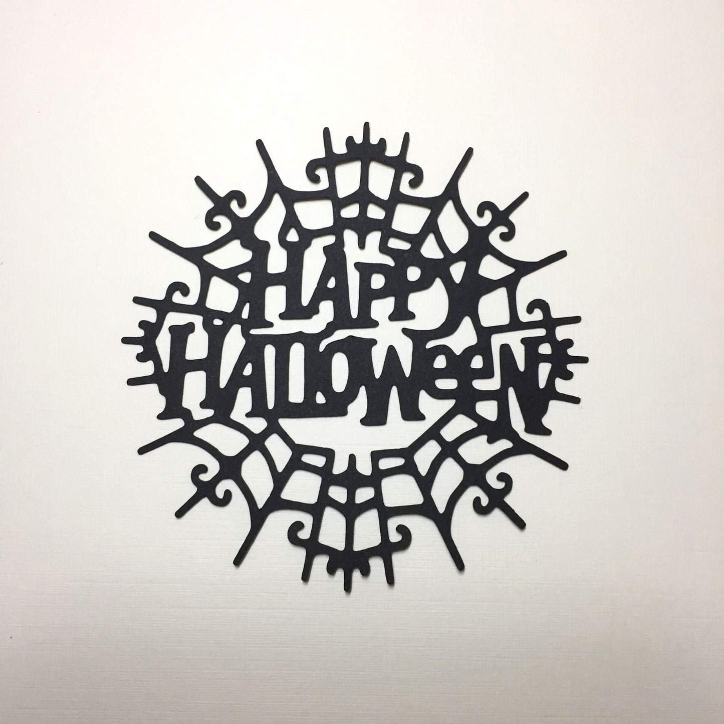 6 Black HAPPY HALLOWEEN COBWEB Sentiment Card Making Die Cuts