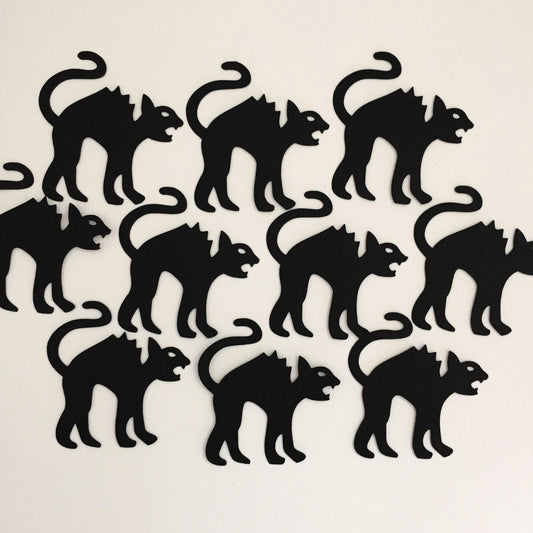 10 HISSING BLACK CAT Halloween Card Making Die Cuts