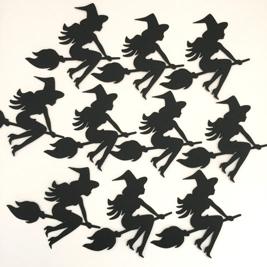 10 WITCH ON BROOMSTICK Halloween Card Making Die Cuts