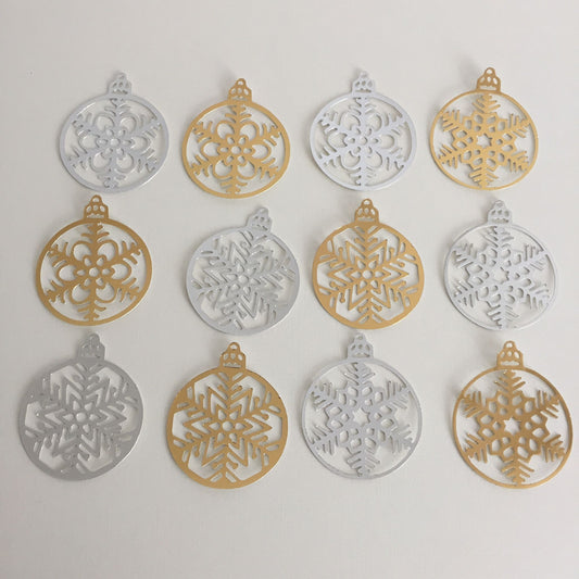 12 ROUND BAUBLES - Gold & Silver - Christmas Card Making Die Cuts