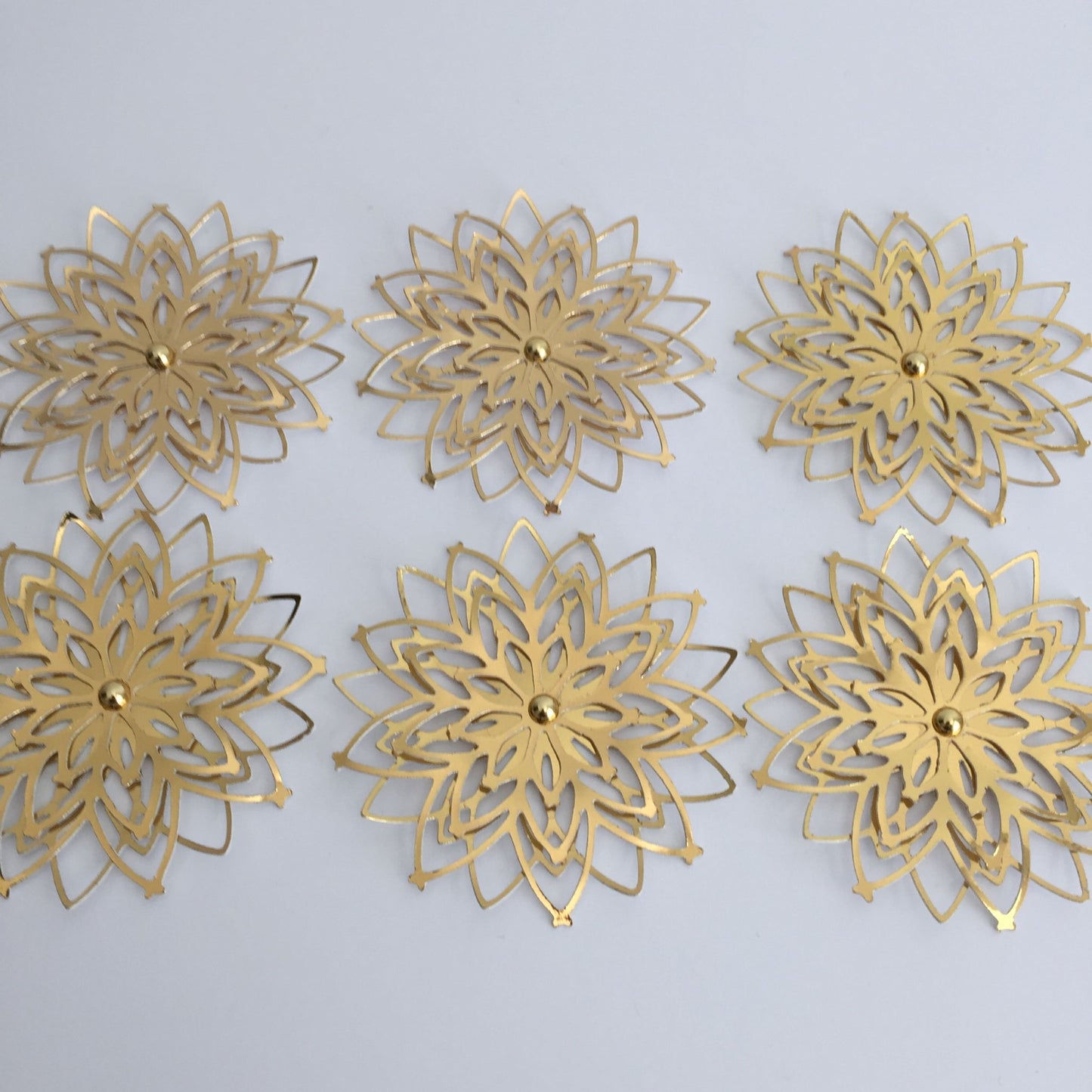 6 Large GOLD SNOWFLAKE Christmas Die Cut Card Making Toppers