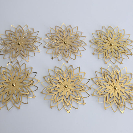 6 Large GOLD SNOWFLAKE Christmas Die Cut Card Making Toppers