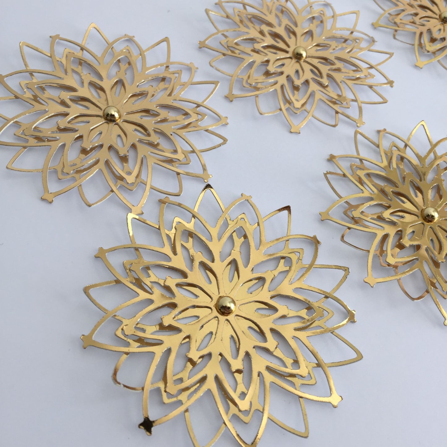 6 Large GOLD SNOWFLAKE Christmas Die Cut Card Making Toppers