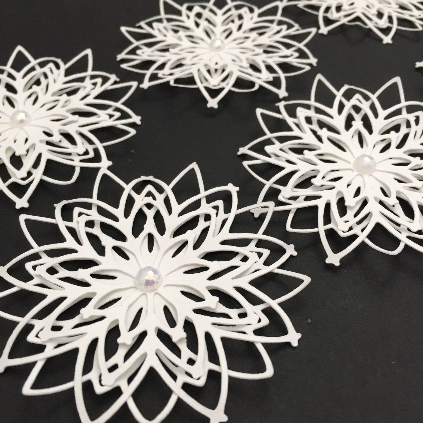 6 Large White Snowflake Christmas Card Making Toppers