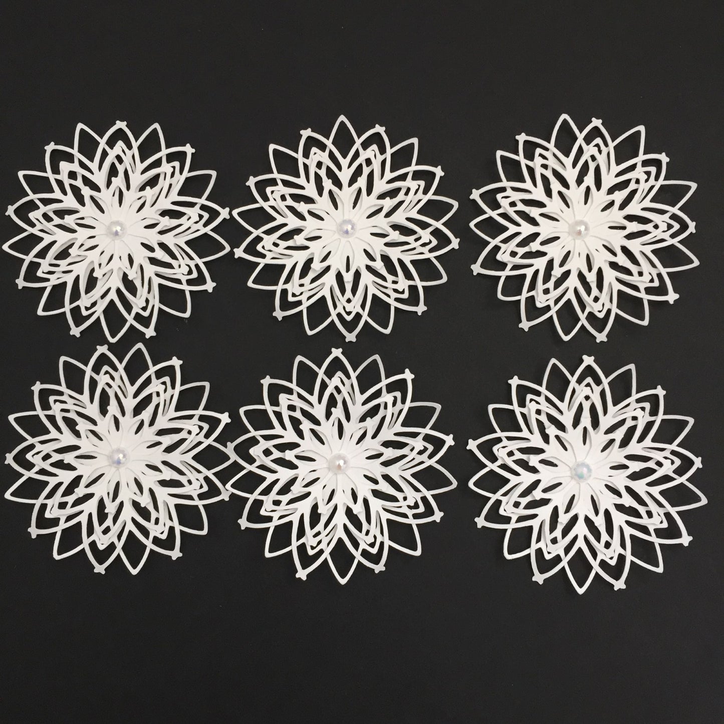 6 Large White Snowflake Christmas Card Making Toppers