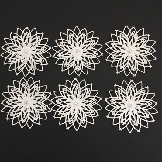 6 Large White Snowflake Christmas Card Making Toppers