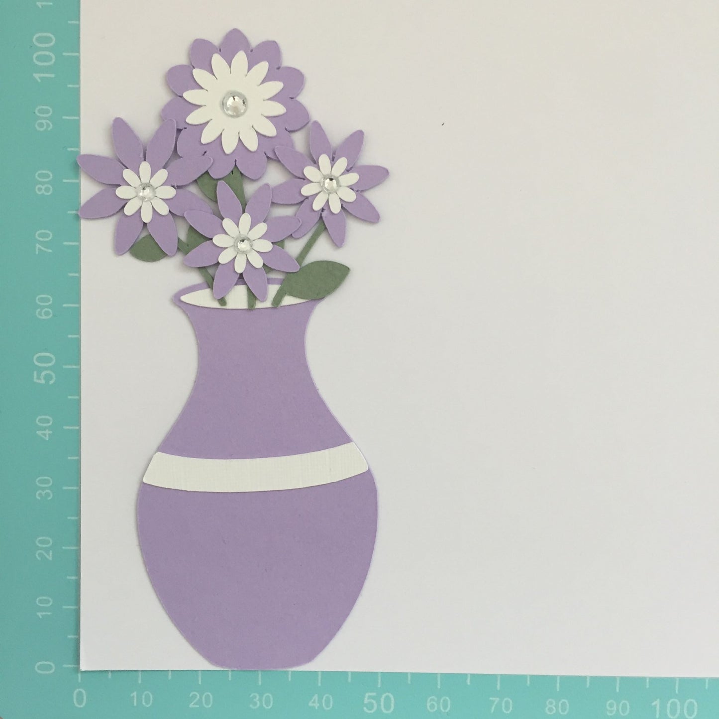 3 Lilac & White VASE WITH FLOWERS Die Cut Card Making Toppers