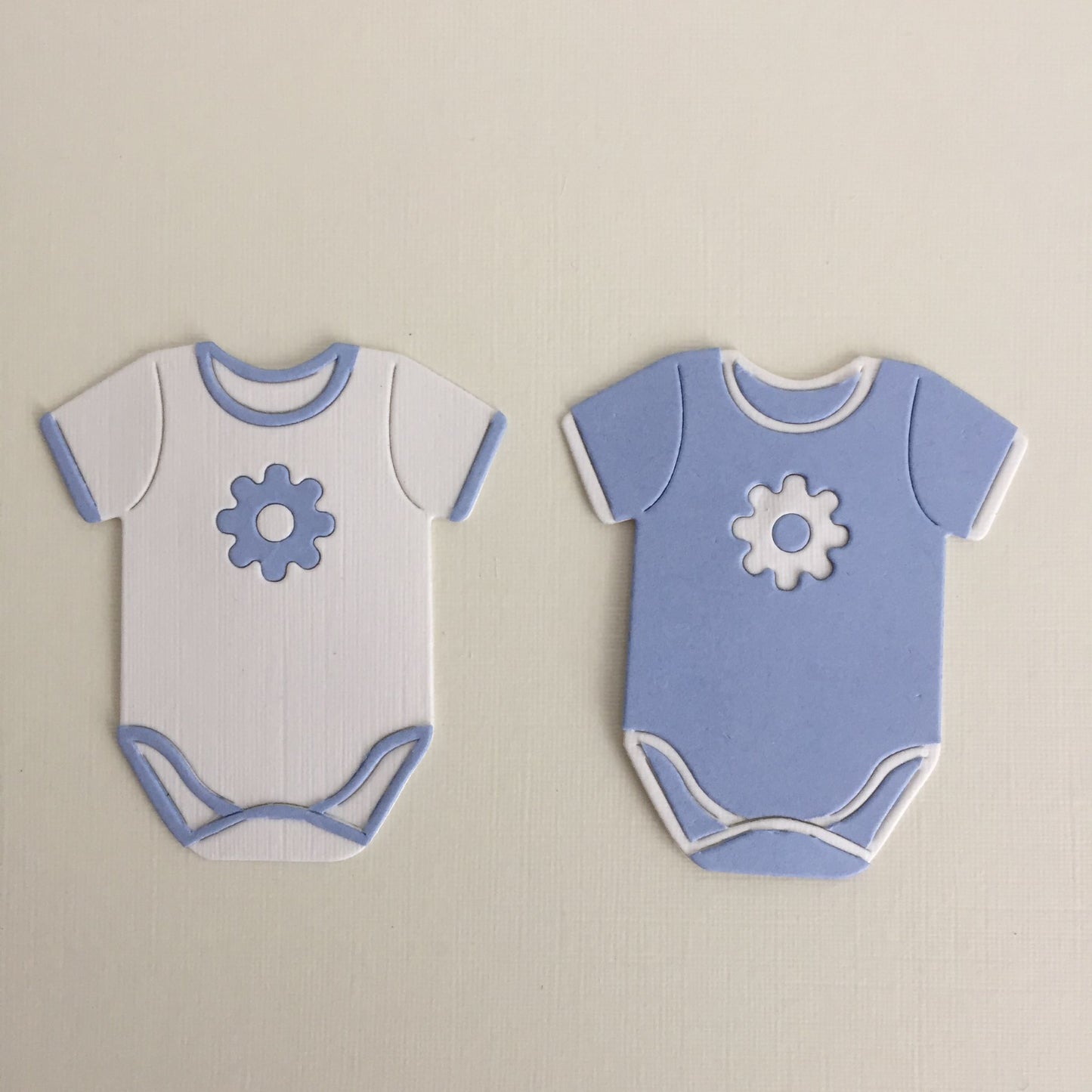 6 Blue & White NEW BABY VEST Die Cut Cardmaking Toppers
