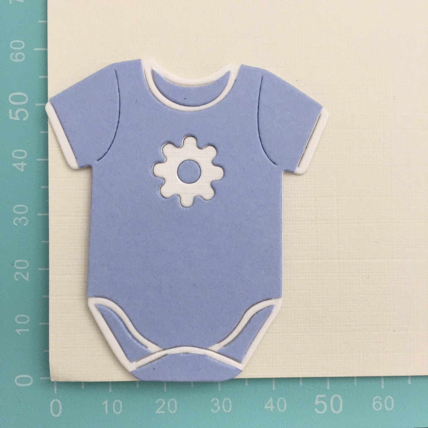 6 Blue & White NEW BABY VEST Die Cut Cardmaking Toppers