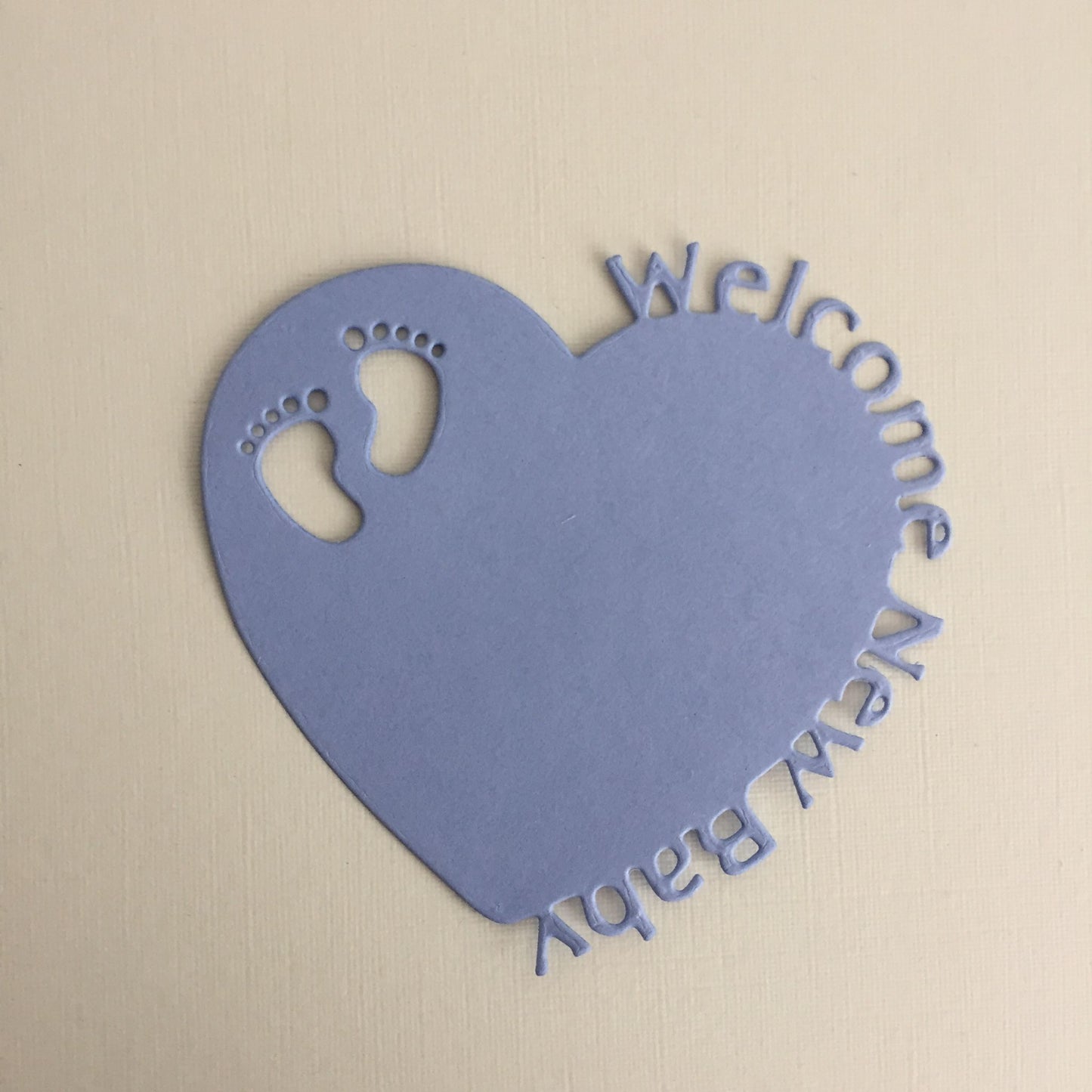 10 Blue & White WELCOME NEW BABY HEART Card Making Die Cuts