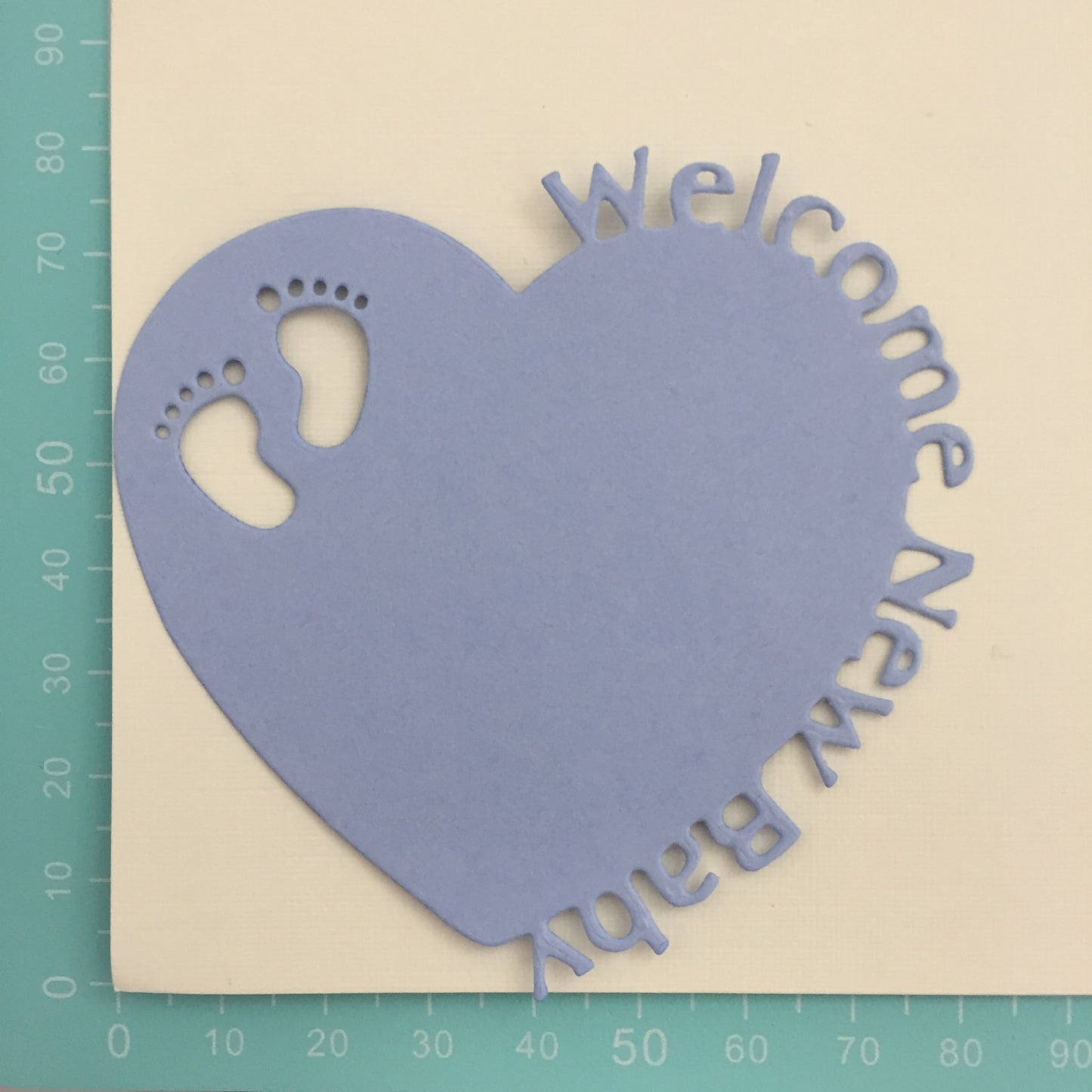 10 Blue & White WELCOME NEW BABY HEART Card Making Die Cuts