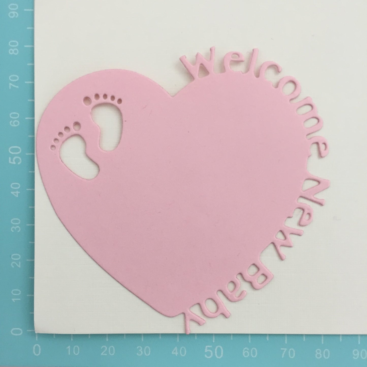 10 Pink & White WELCOME NEW BABY HEART Card Making Die Cuts