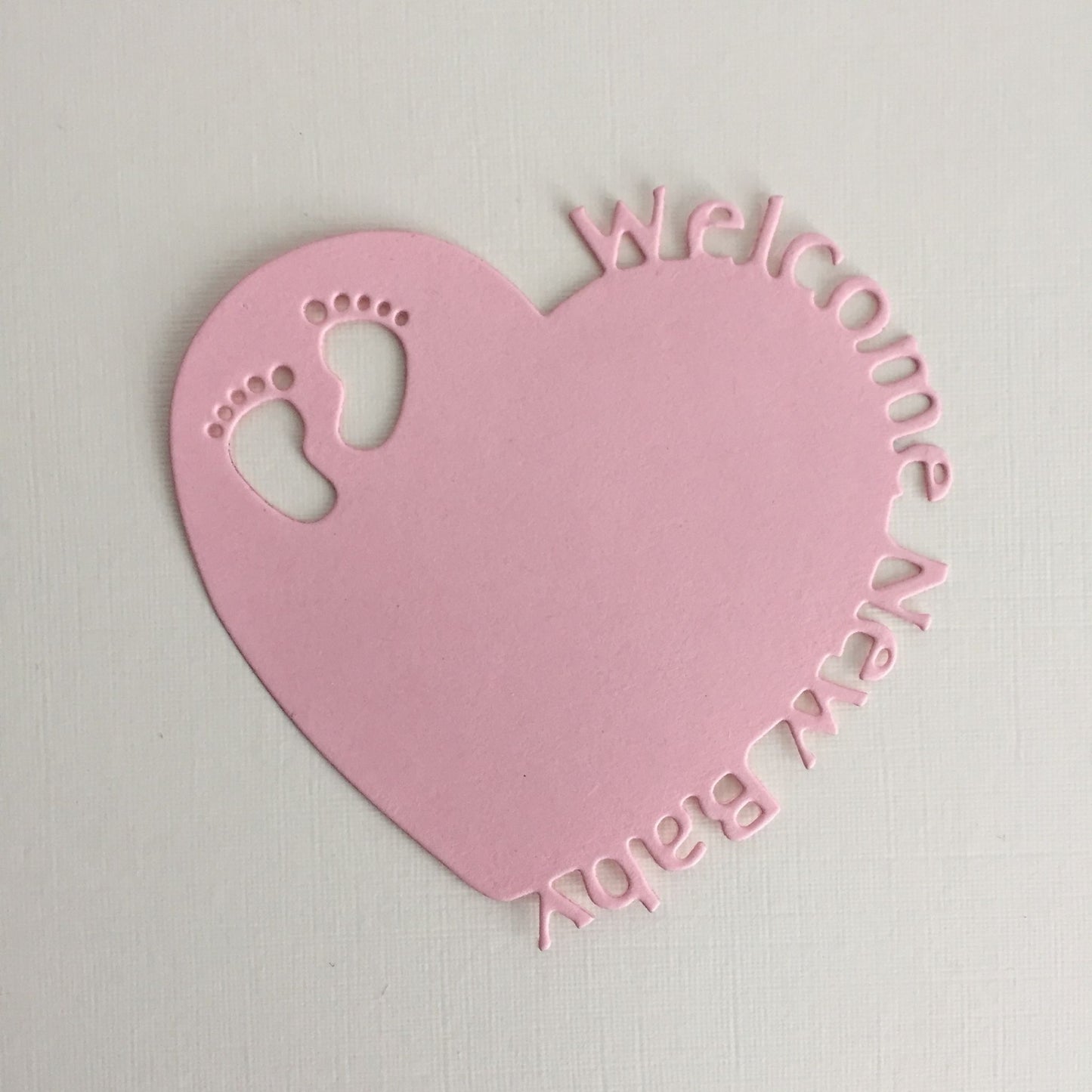 10 Pink & White WELCOME NEW BABY HEART Card Making Die Cuts